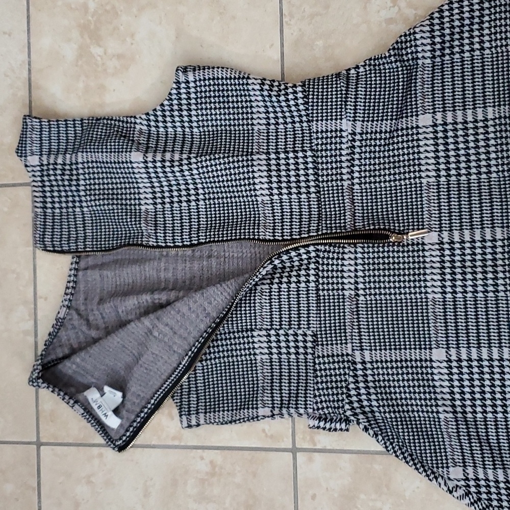 Whbm Black Gray Houndstooth Patterned Sleeveless … - image 7